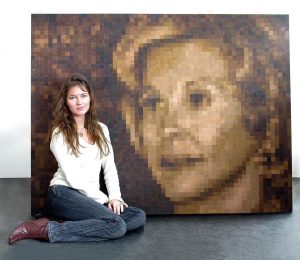 Patinated bronze portrait of Mrs. Wilma Bernstein